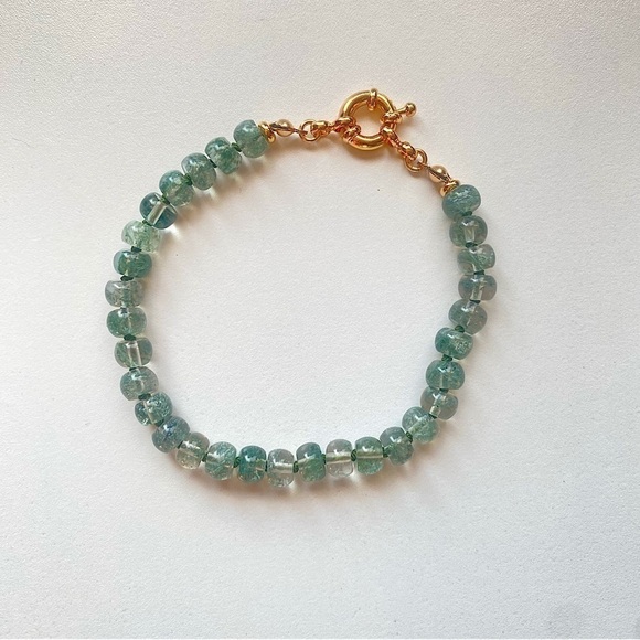 Jewelry - Hand knoted Green Rutilated Quartz Gemstone Bracelet 7.5”​​